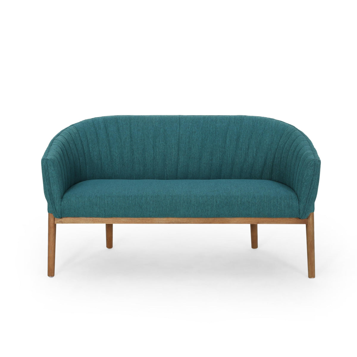 Teal Channel-Stitched Loveseat