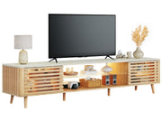 70" TV Stand with Faux Marble Top & LED Lights