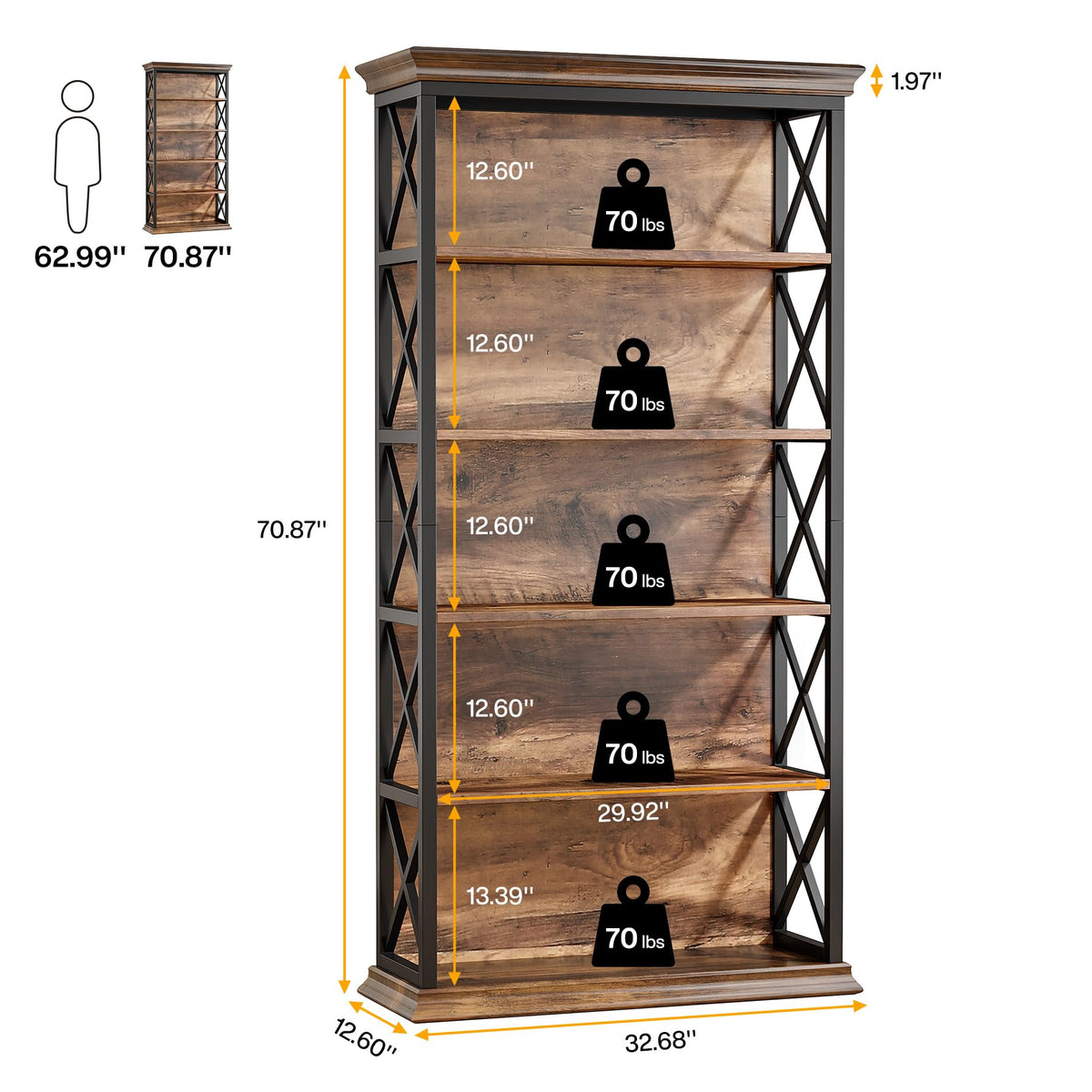 5-Shelf Industrial Bookcase