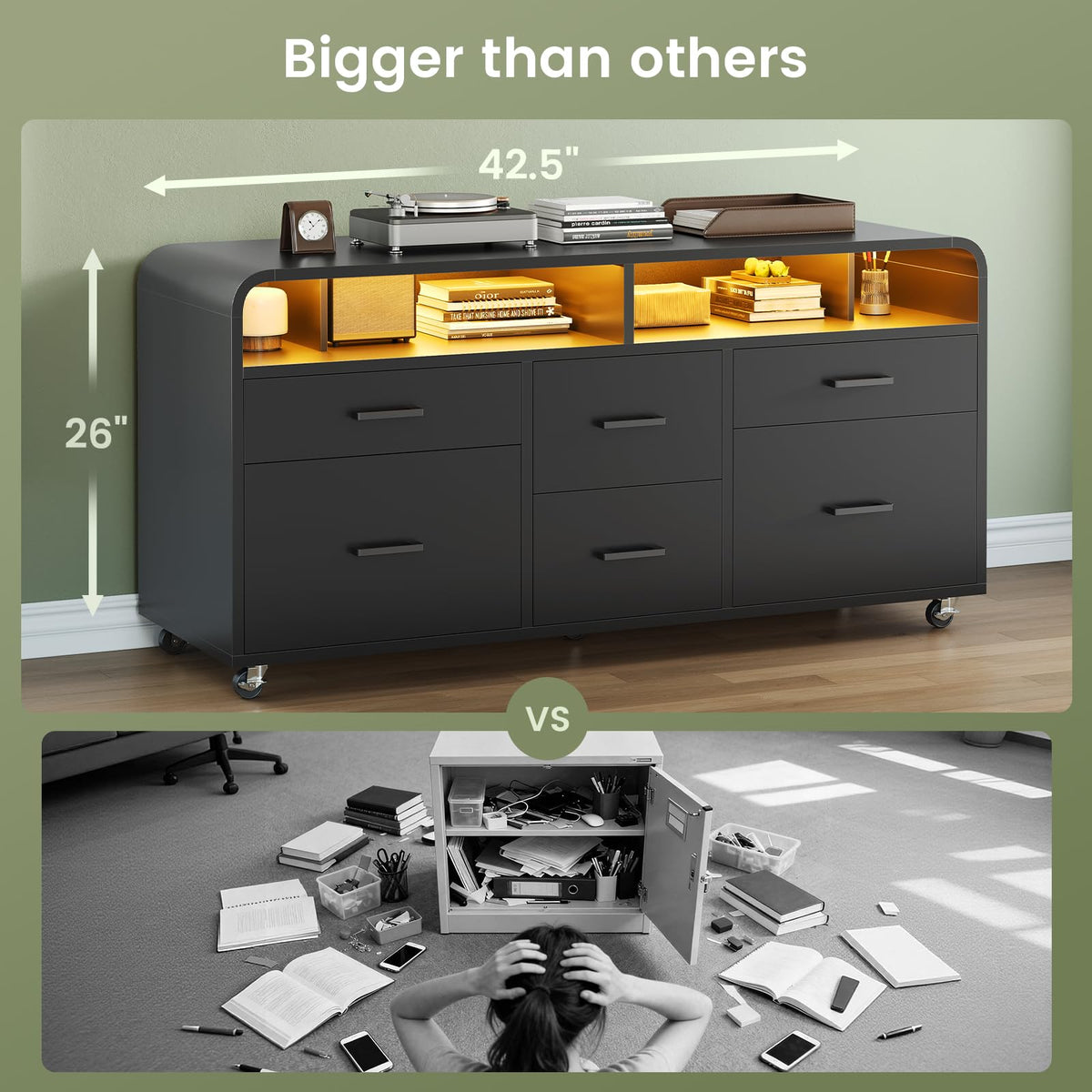 6-Drawer File Cabinet with Power Strip