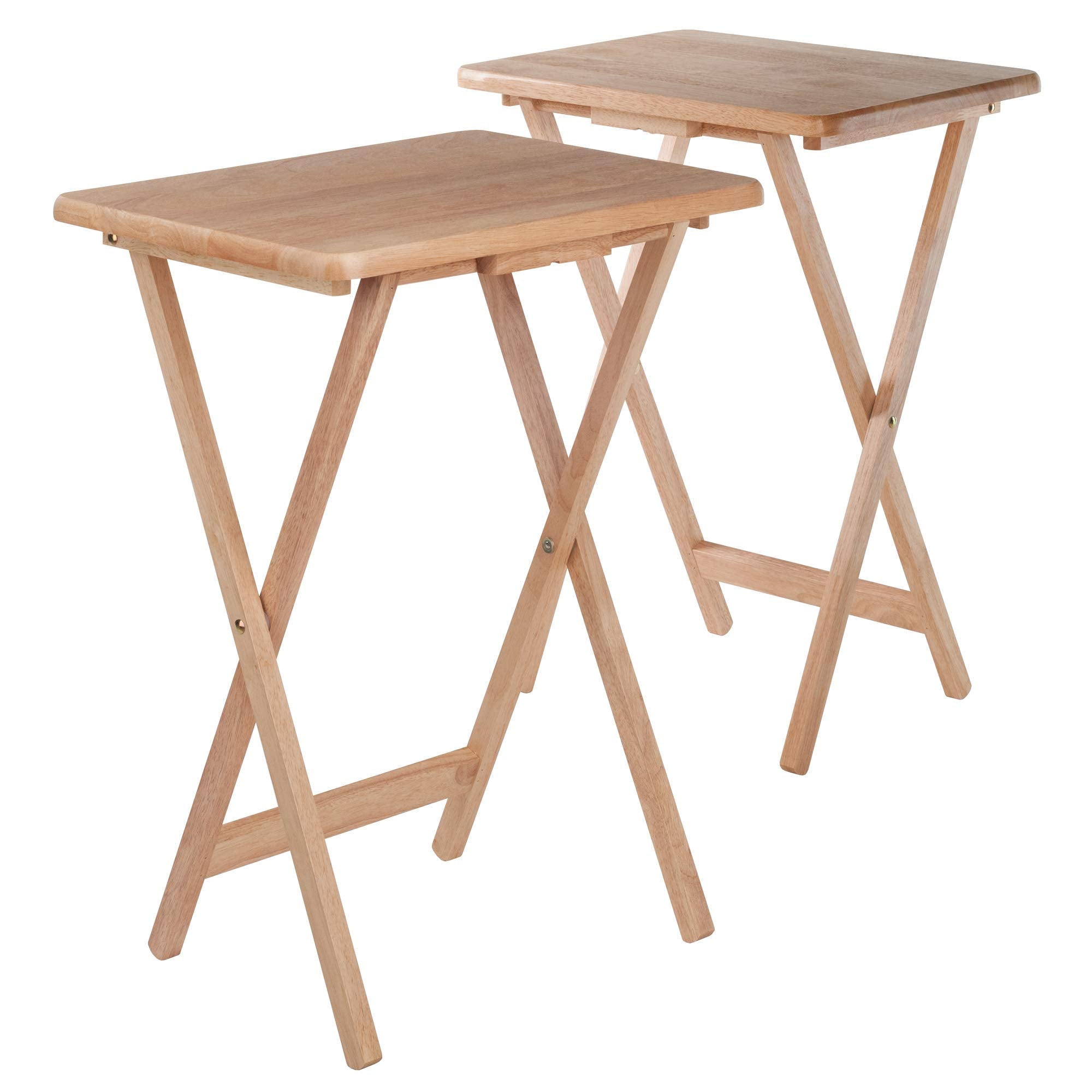 Winsome Alex Set of 2 Foldable Snack Tables, Easy to Store Small Portable Fold Up Table Set for Kitchen, Living Room TV Dining, Crafts, Puzzles, Work From Home