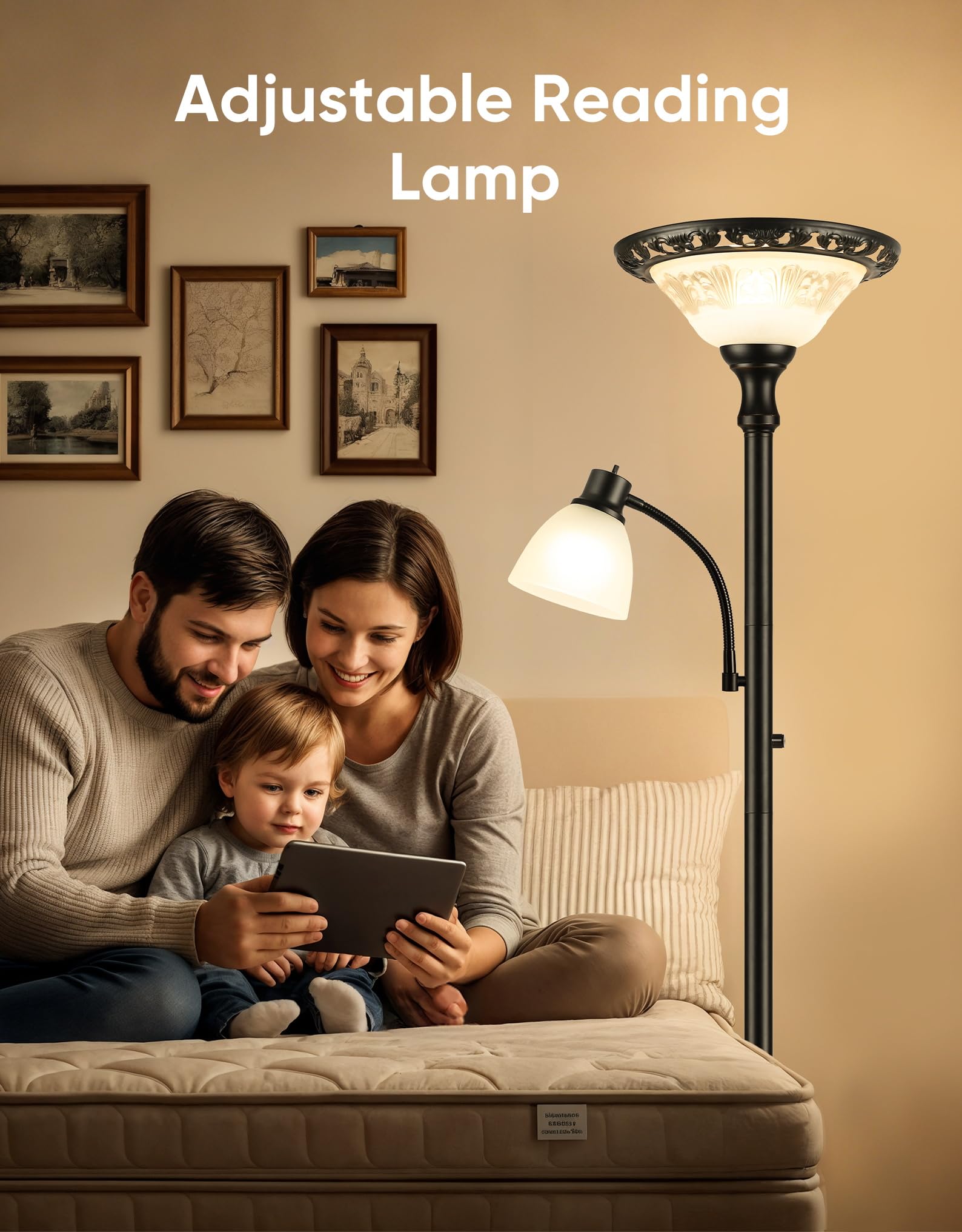 Victorian Dual-Head Floor Lamp with Reading Light