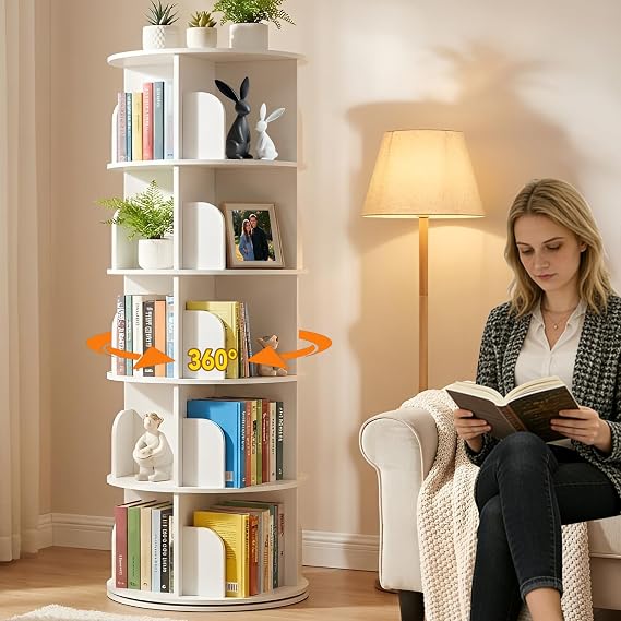 5-Tier Rotating Bookshelf