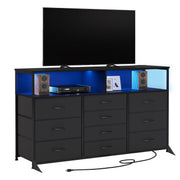 10-Drawer LED Dresser TV Stand