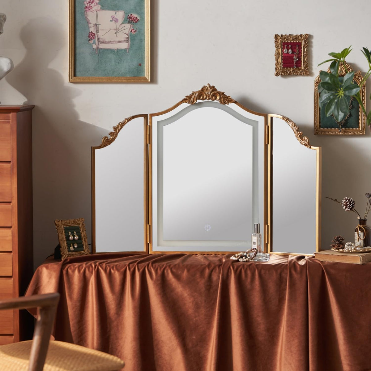 Antique Gold LED Vanity Mirror