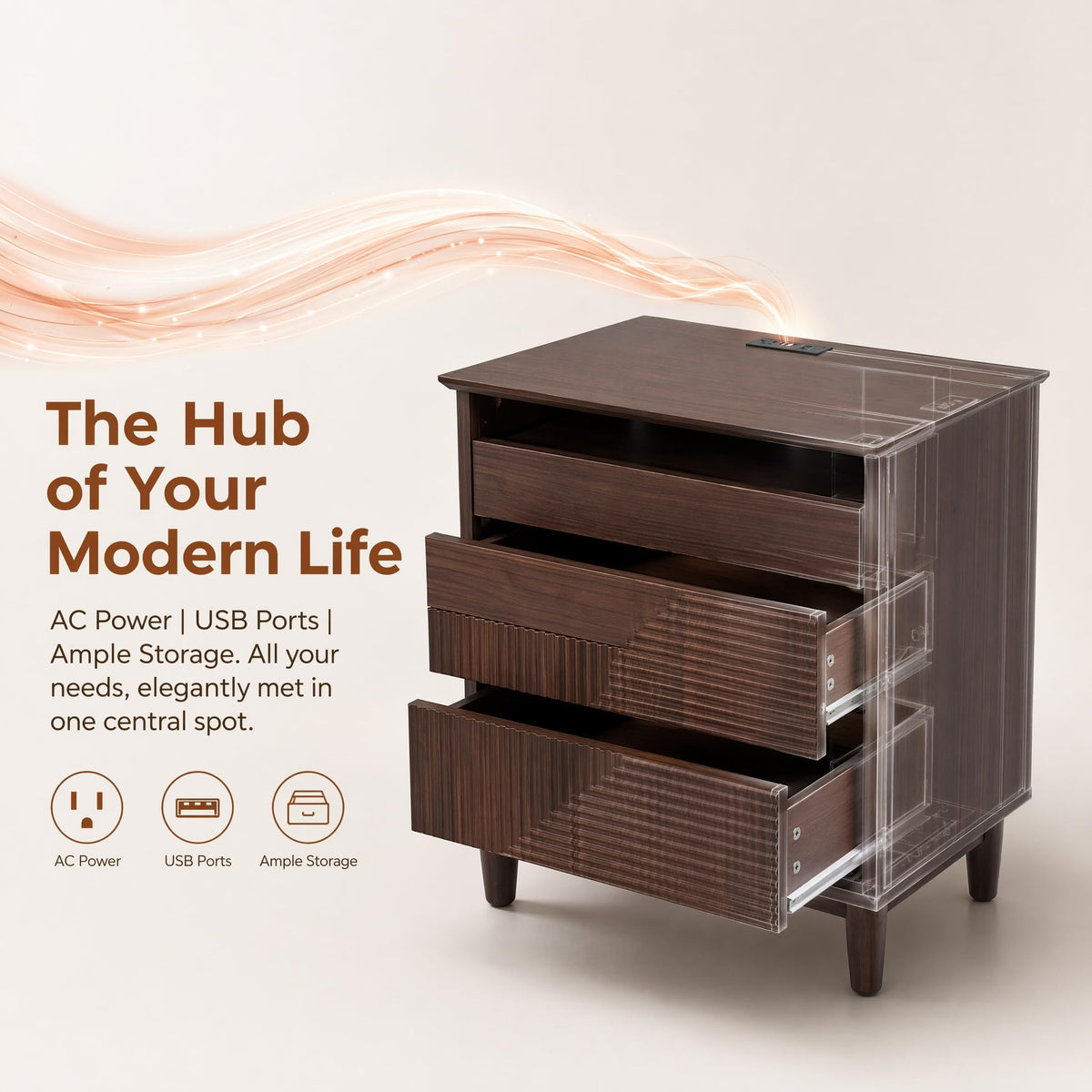 Fluted Charging Nightstand