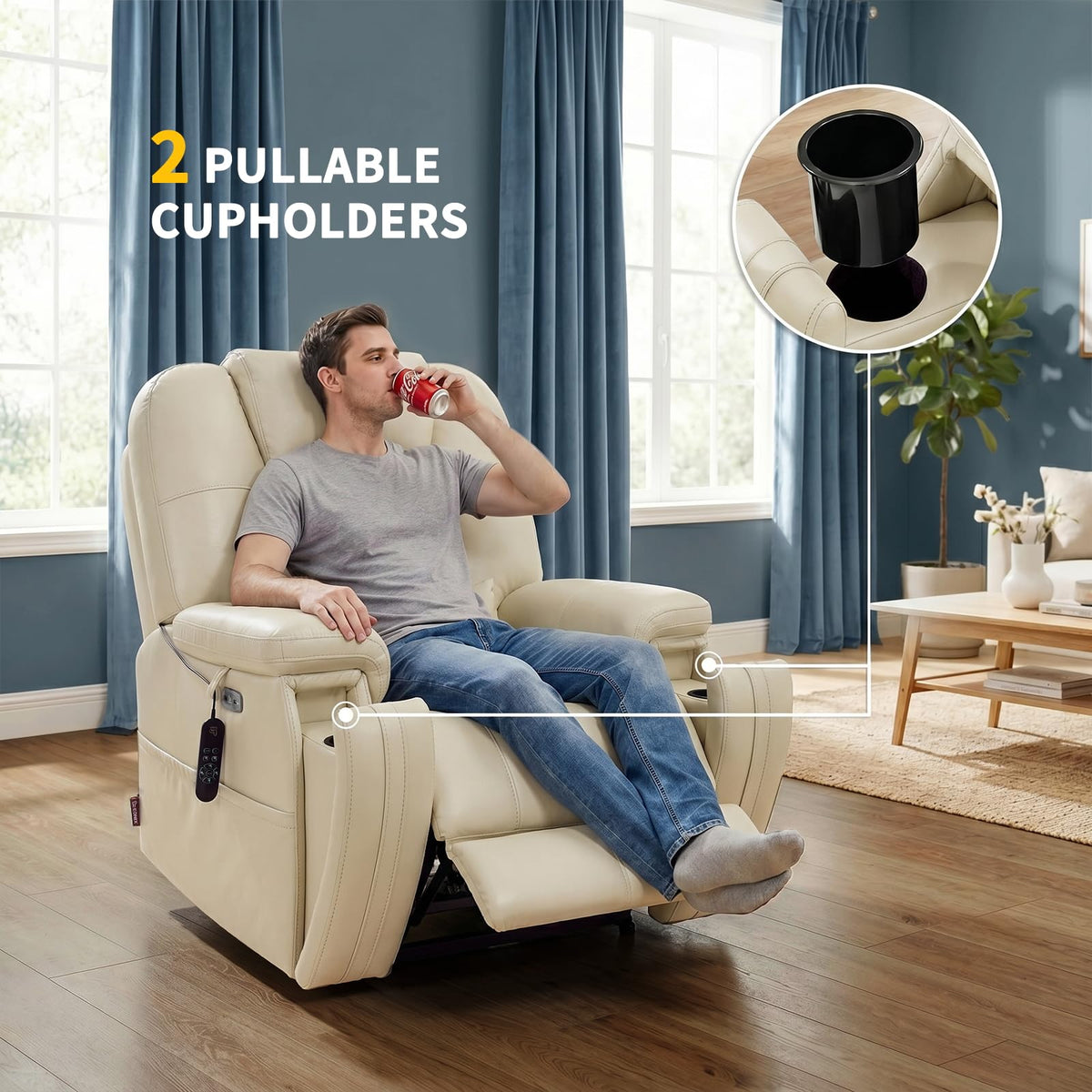 Eonix Triple Motor Power Lift Recliner Chair Elderly, Heat & Massage, White
