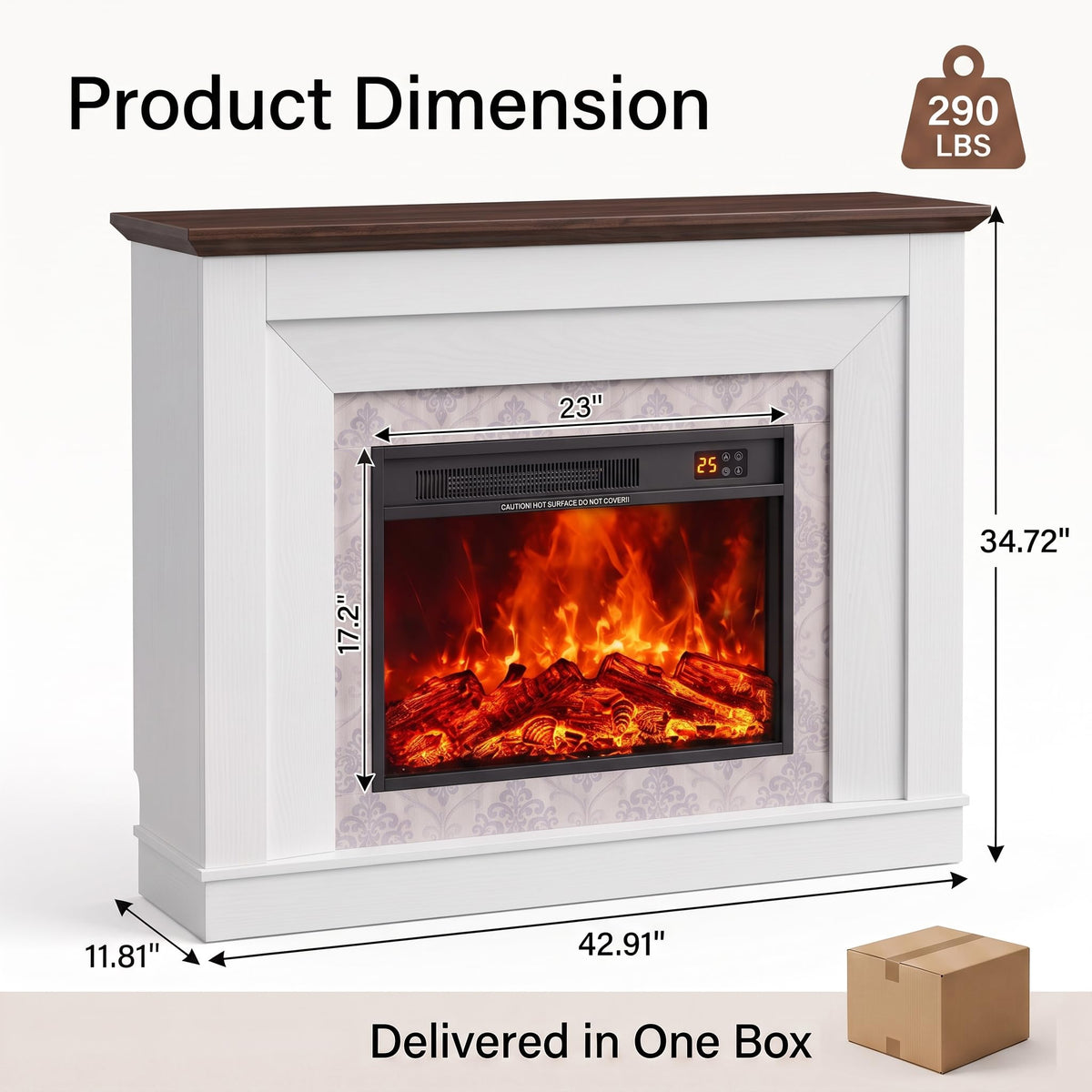 White Electric Fireplace with Mantel