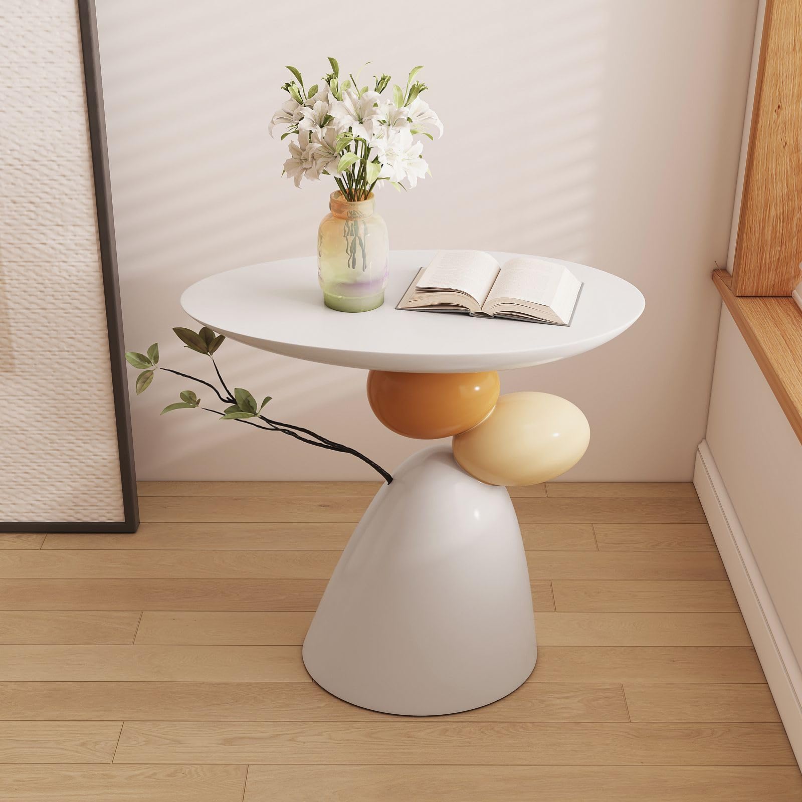 Oval Resin Pedestal Side Table