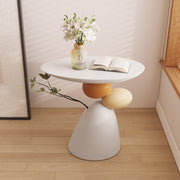 Oval Resin Pedestal Side Table