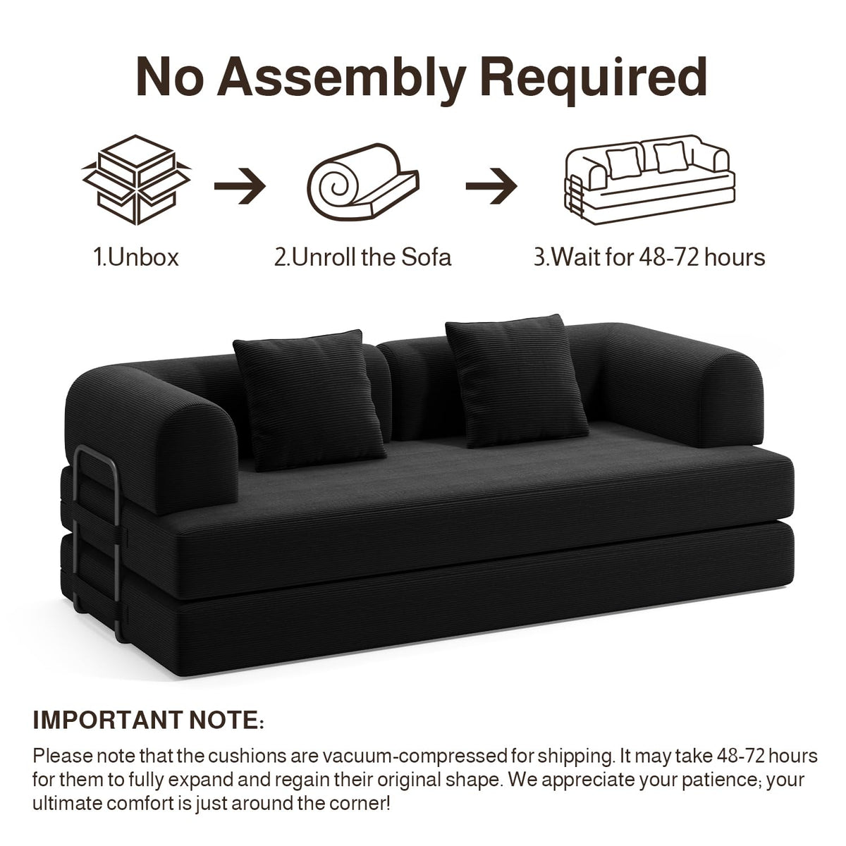 Ahomly 78.8'' Convertible Sofa Bed,5-in-1 Boneless Couch, No Assembly