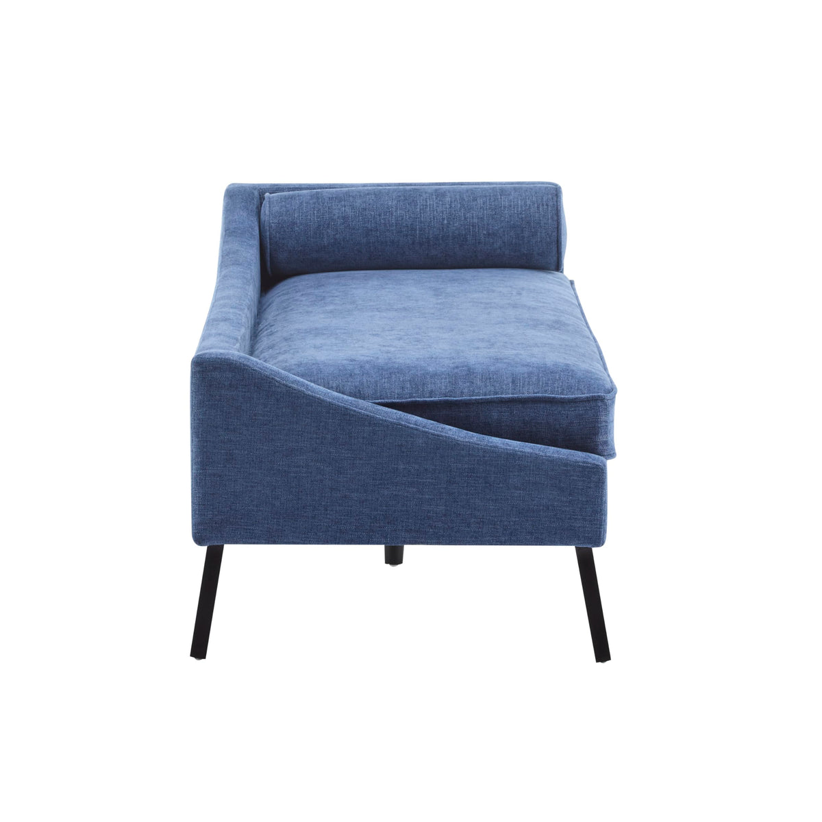 Christopher Knight Home Cagle Upholstered Loveseat Sofa with Splayed Legs, Birch Wood Frame Lounge Chair, Living Room Chaise Lounge Chair Indoor, Soft Lounge Sofa with Rolled Accent Pillow, Navy Blue