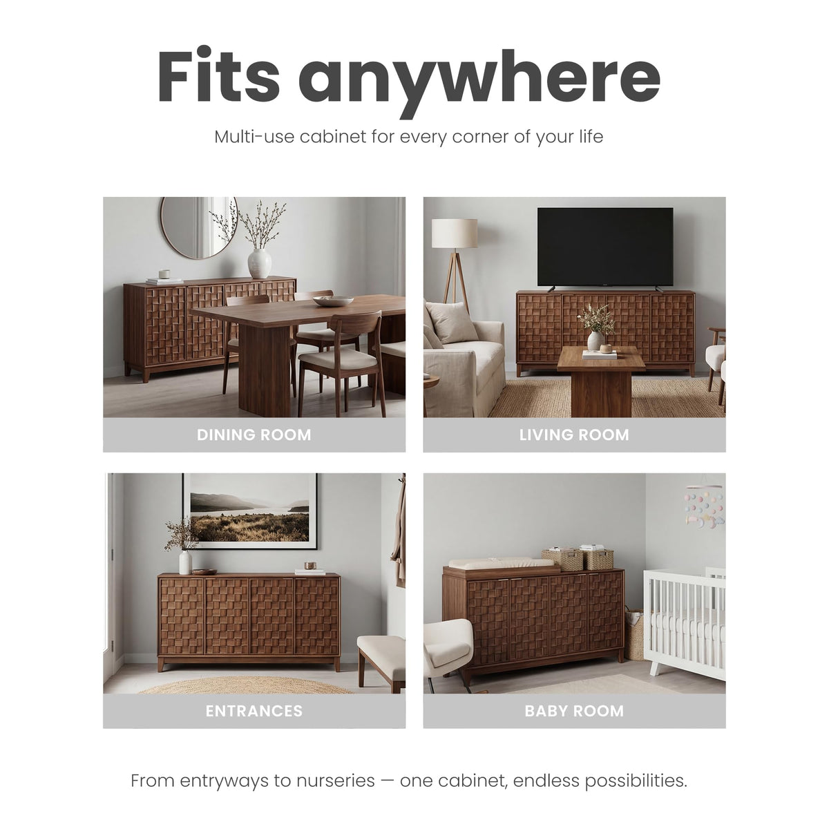 Walnut Checkerboard Sideboard