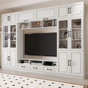 126" 4-Piece Entertainment Center Wall Unit with Glass Doors & Drawers