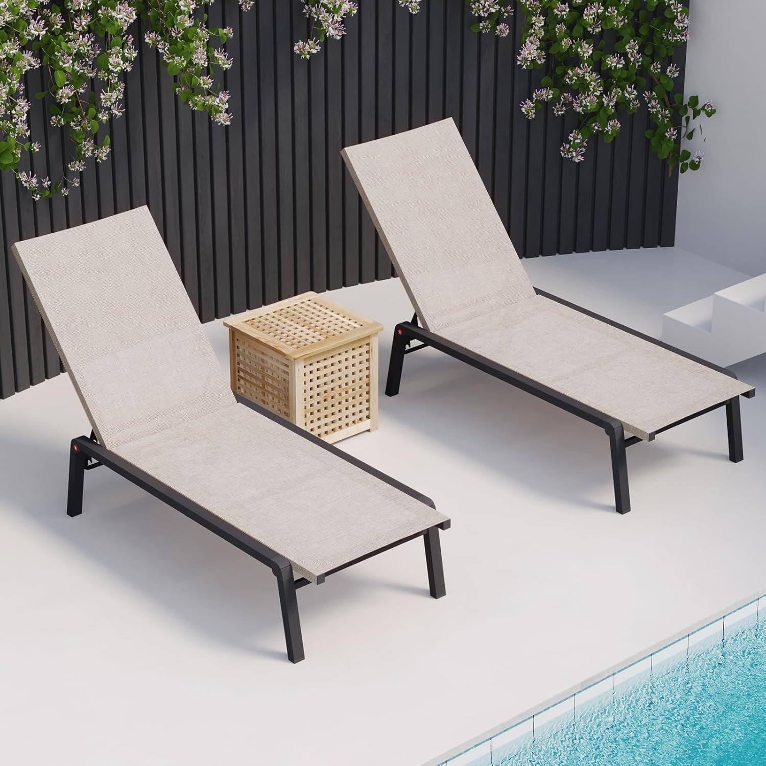 Foldable Outdoor Chaise Lounge Set of 2