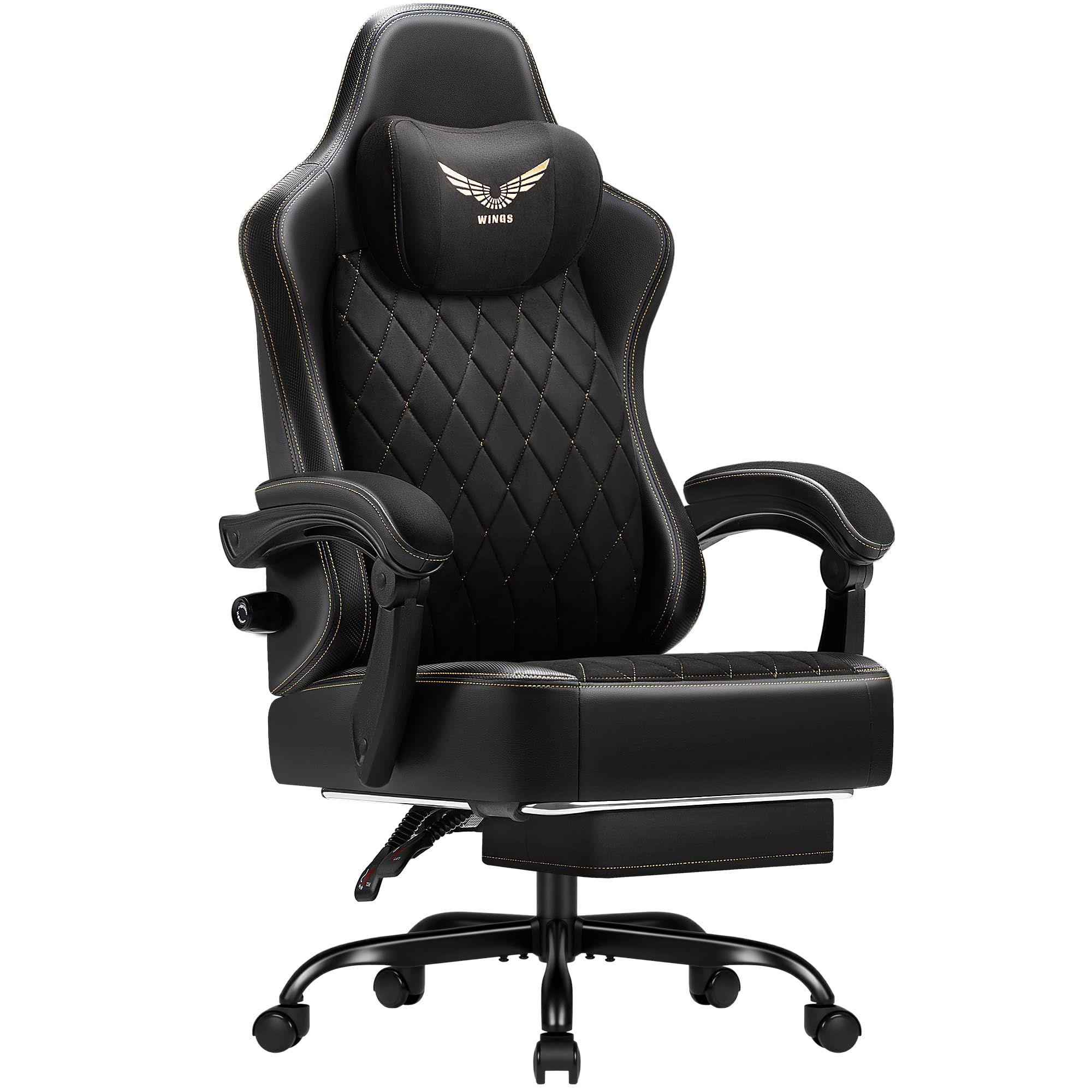 Big & Tall Wingless Gaming Chair with Lumbar Support & Footrest