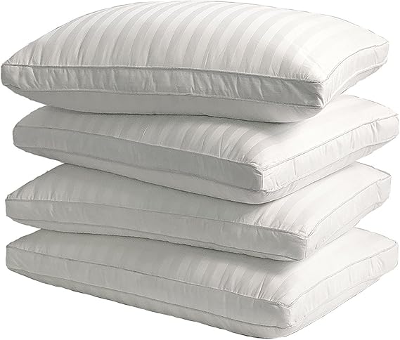 Feather Down Bed Pillows – 500 Thread Count, 100% Cotton Cover