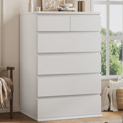 Jocoevol White Tall 6 Drawer Dresser for Bedroom,Dressers & Chests of Drawers with Jewelry Storage,Wood Storage Dresser with Deep Drawers for Living Room Hallway Entryway(40.75" L*23.62" W*15.75")