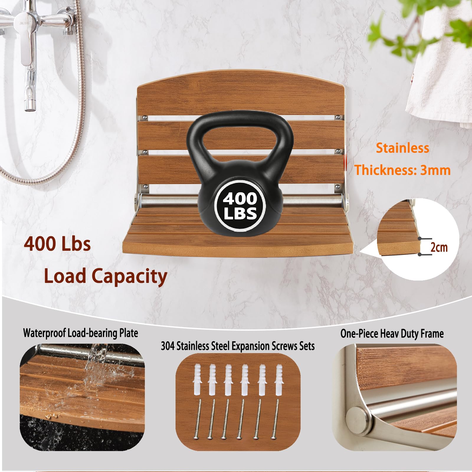 Wall-Mounted Folding Shower Seat