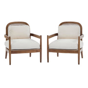 Mid-Century Club Chair Set of 2 with Rattan Back