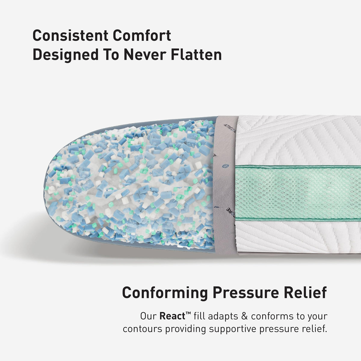 Bedgear Level Cuddle Performance Pillow, 3.0 Firm Cooling Pillow for Side Sleepers | React Blend Fill with Airflow Technology | Dri-Tec Moisture-Wicking Cover | Hypoallergenic Pillow w/Washable Cover