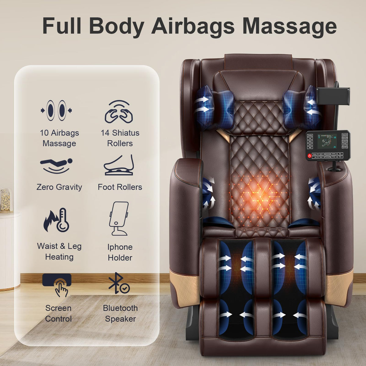 FURNIMAT Massage Chair Full Body Zero Gravity Recliner, 2026 Classic Brown