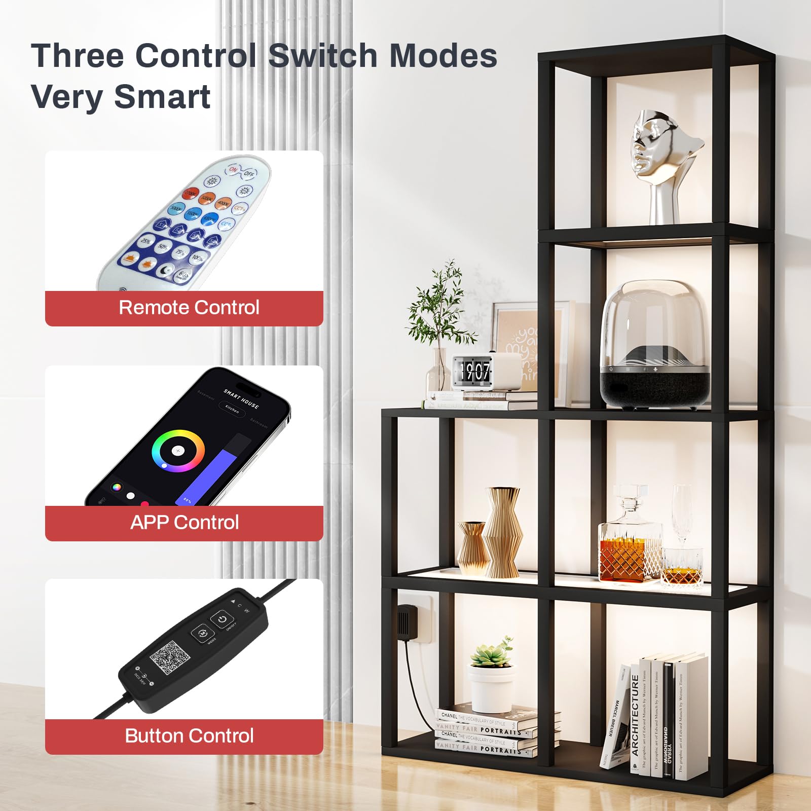5-Tier Corner Display Shelf with LED Light
