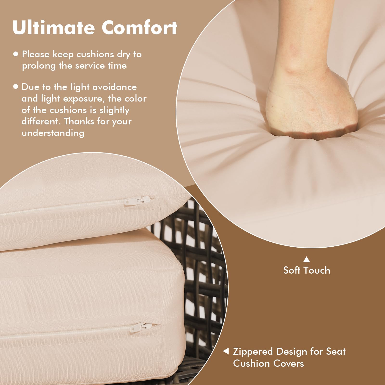 3-Piece Patio Rattan Conversation Set