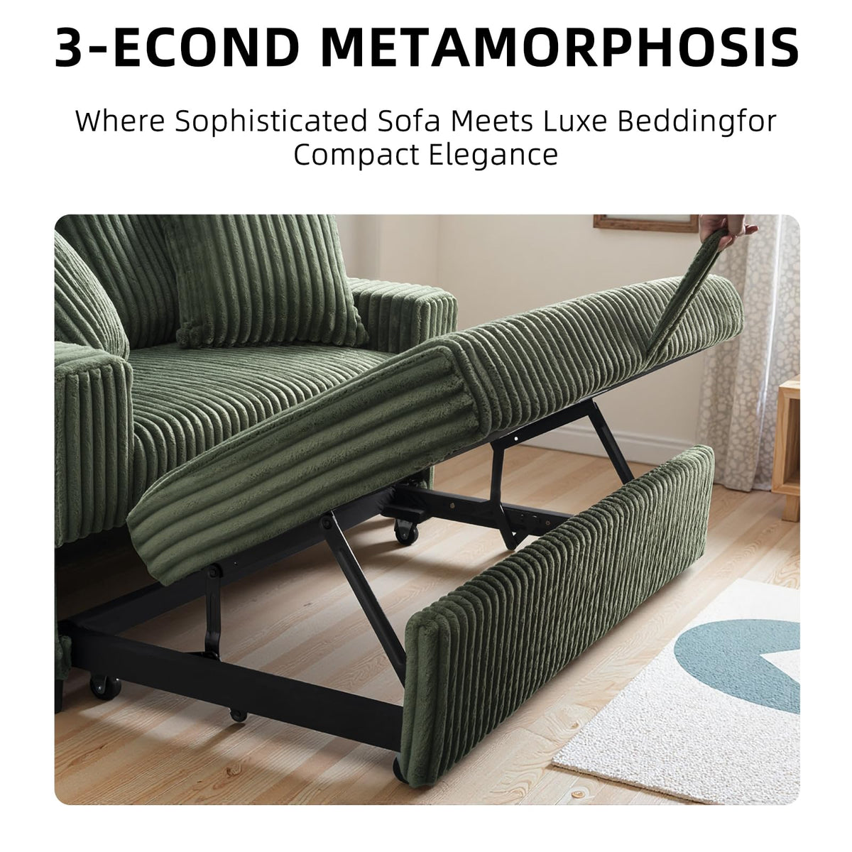 3-in-1 Corduroy Loveseat Sofa Bed