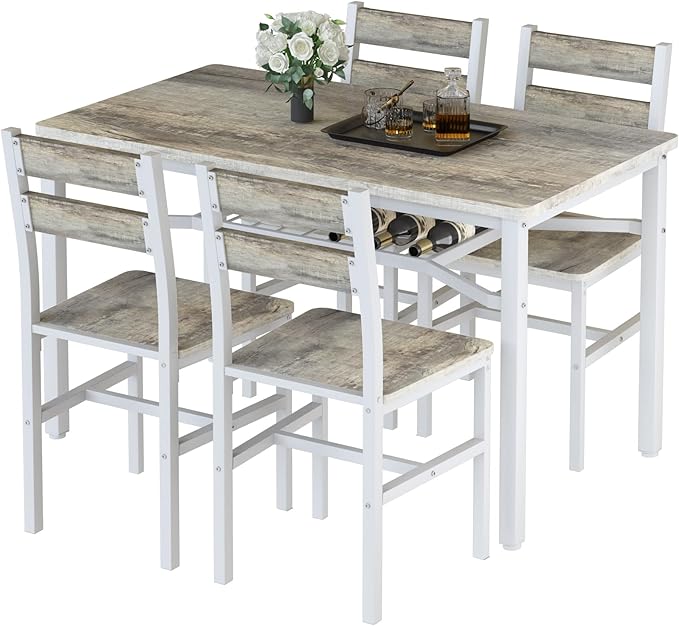 5-Piece Farmhouse Dining Table Set for 4