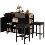 Ncoutaire Rolling Kitchen Island with Storage, Black