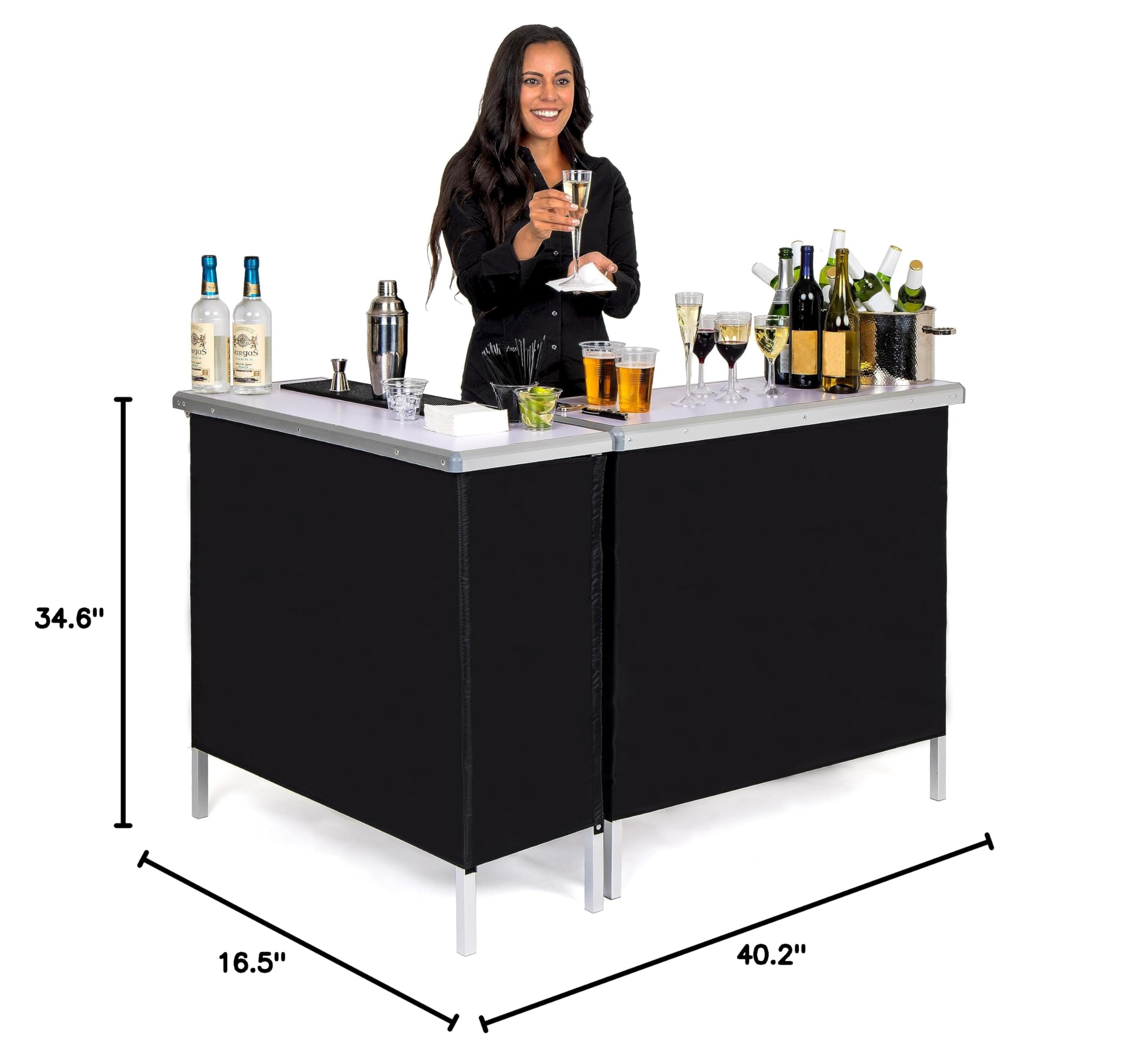 Portable Double Bar Table Set with Carrying Case