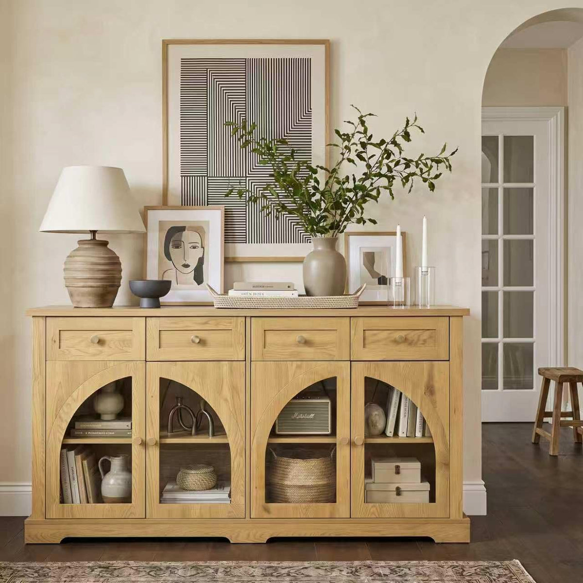 Arched Glass Door Sideboard