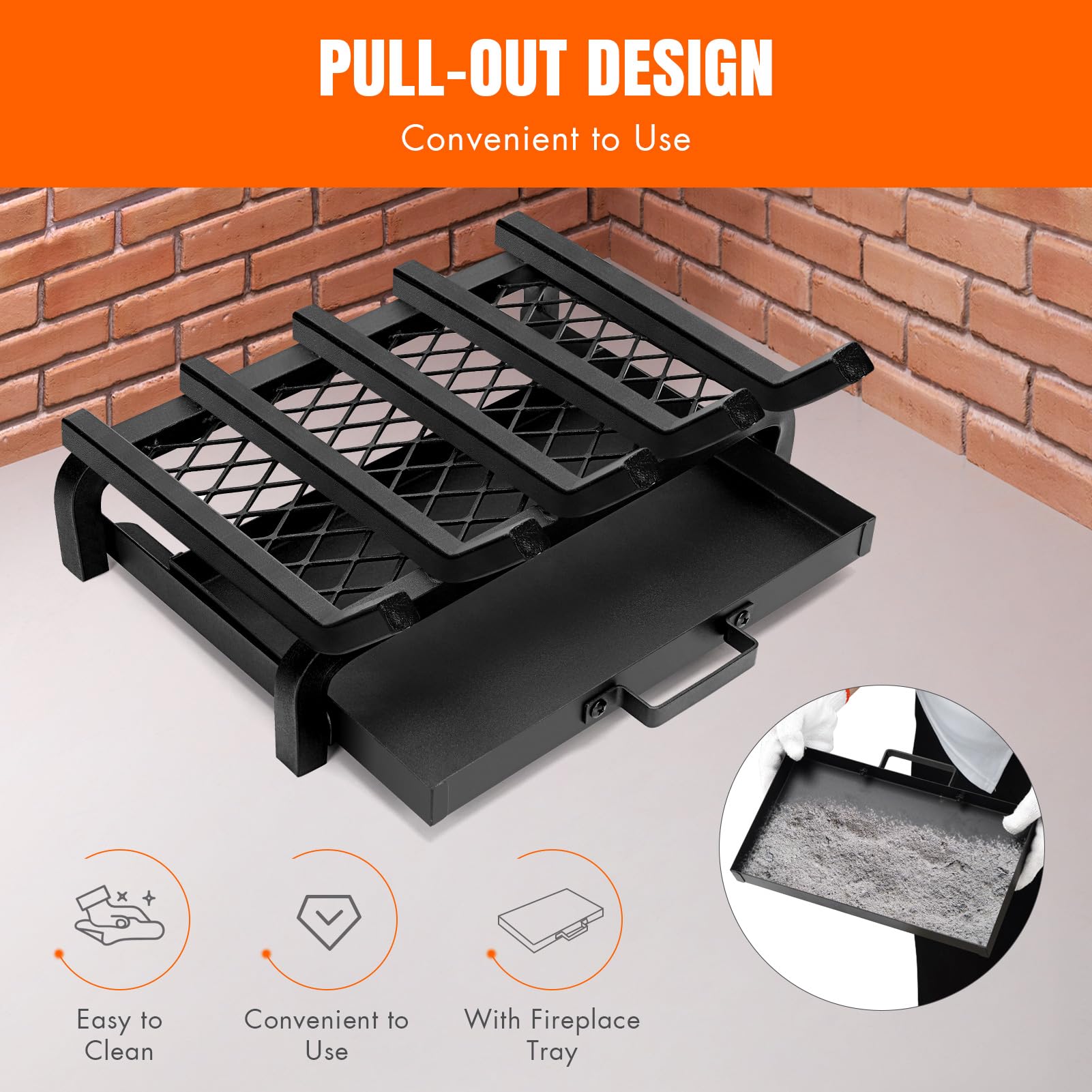 Fireplace Grate with Ember & Ash Tray