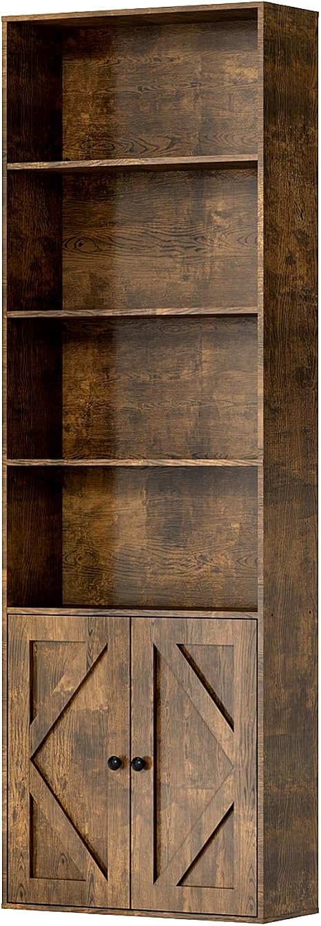 6-Tier Bookcase with Cabinet Doors
