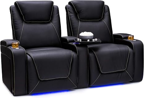 Big & Tall Power Recliner Home Theater Seating with Powered Headrest, Lumbar & Cup Holders