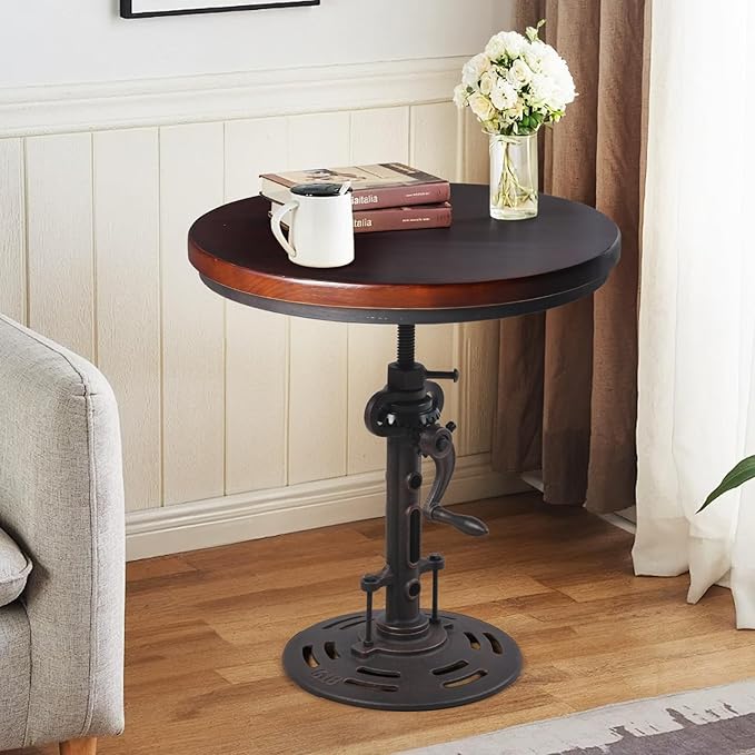 Round Industrial Adjustable Crank Table