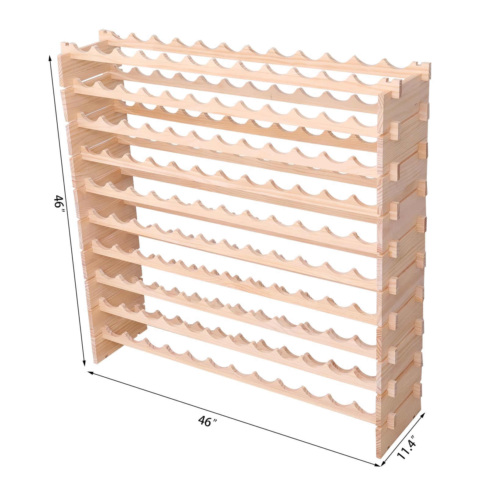 120-Bottle Stackable Pine Wood Wine Rack