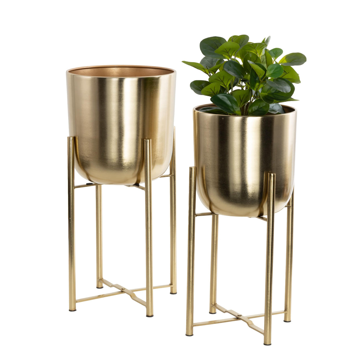 CosmoLiving by Cosmopolitan Metal Dome Planters, Set of 2, 19", 22"H, Gold