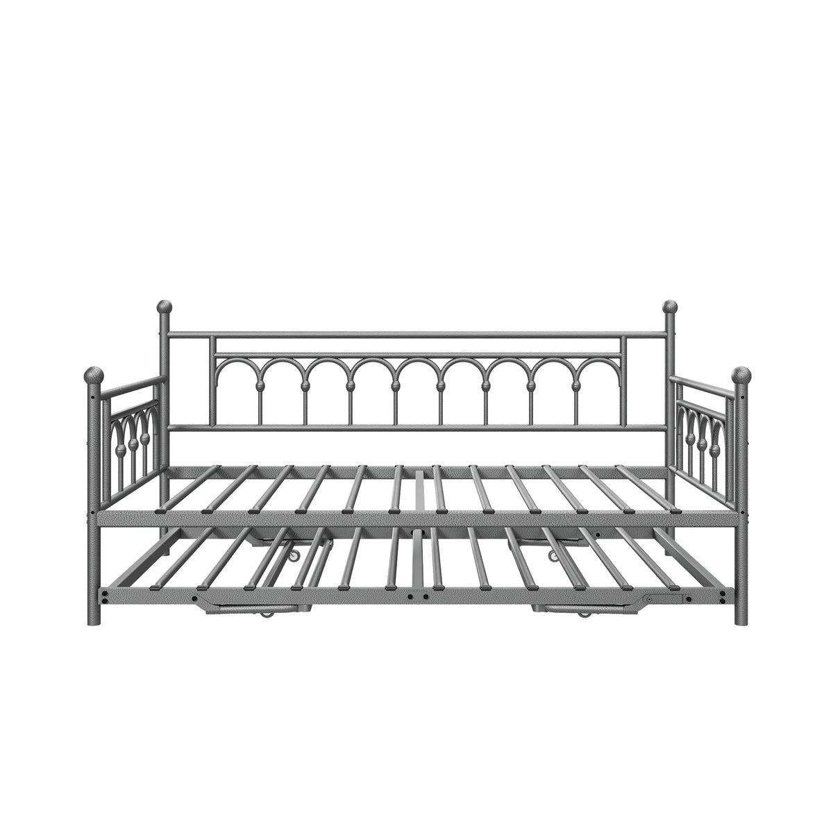 kuurfuurdo Day Bed with Trundle Bed Twin Size Metal Daybed with Pop up Trundle Daybed Farme Space Saving Sofa Bed for Adults Kids Bedroom Guest Room Living Room No Box Spring Needed
