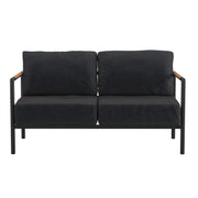 Outdoor Aluminum Loveseat with Teak Accents & All-Weather Cushions