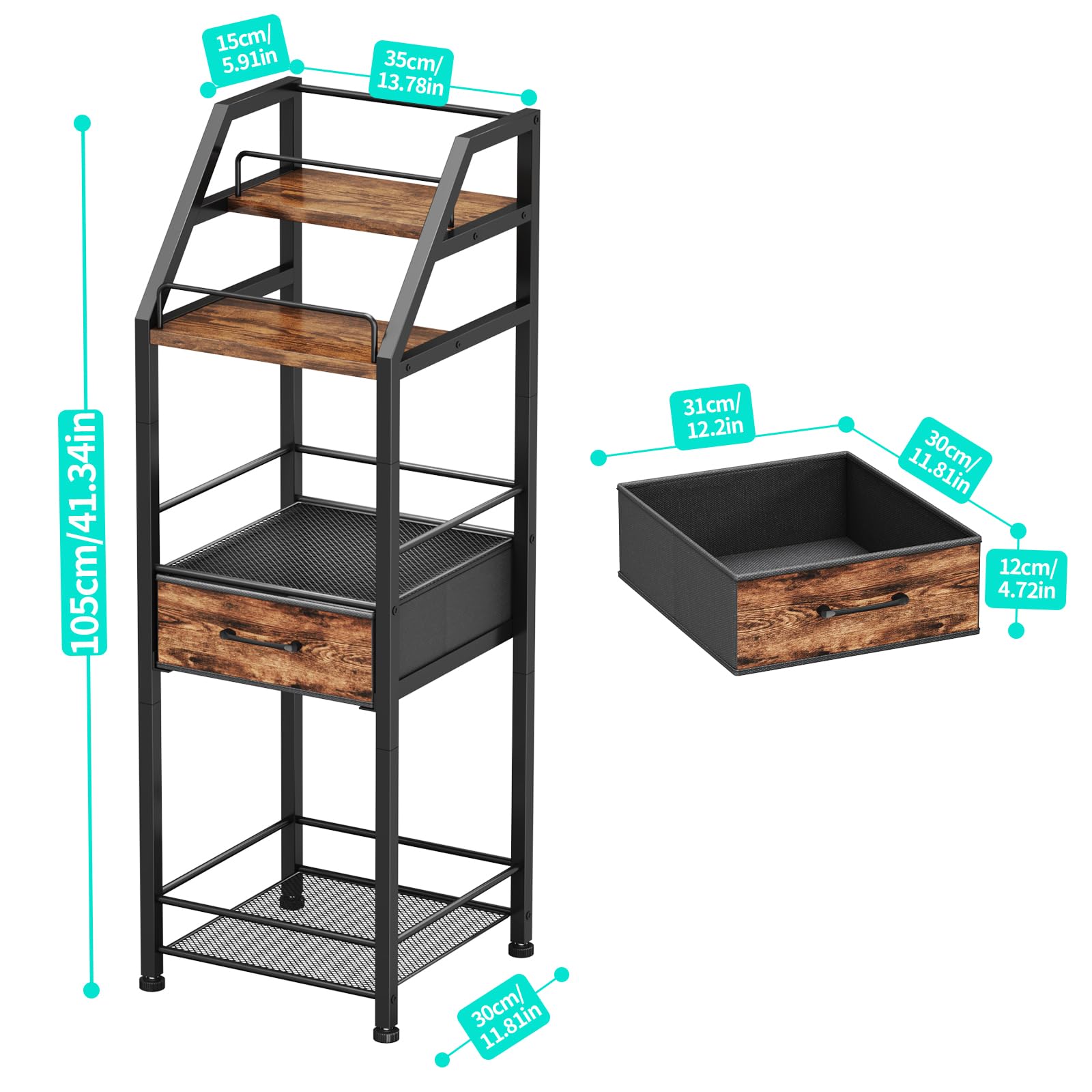 Multi-Tier Wine Rack with Fabric Drawer