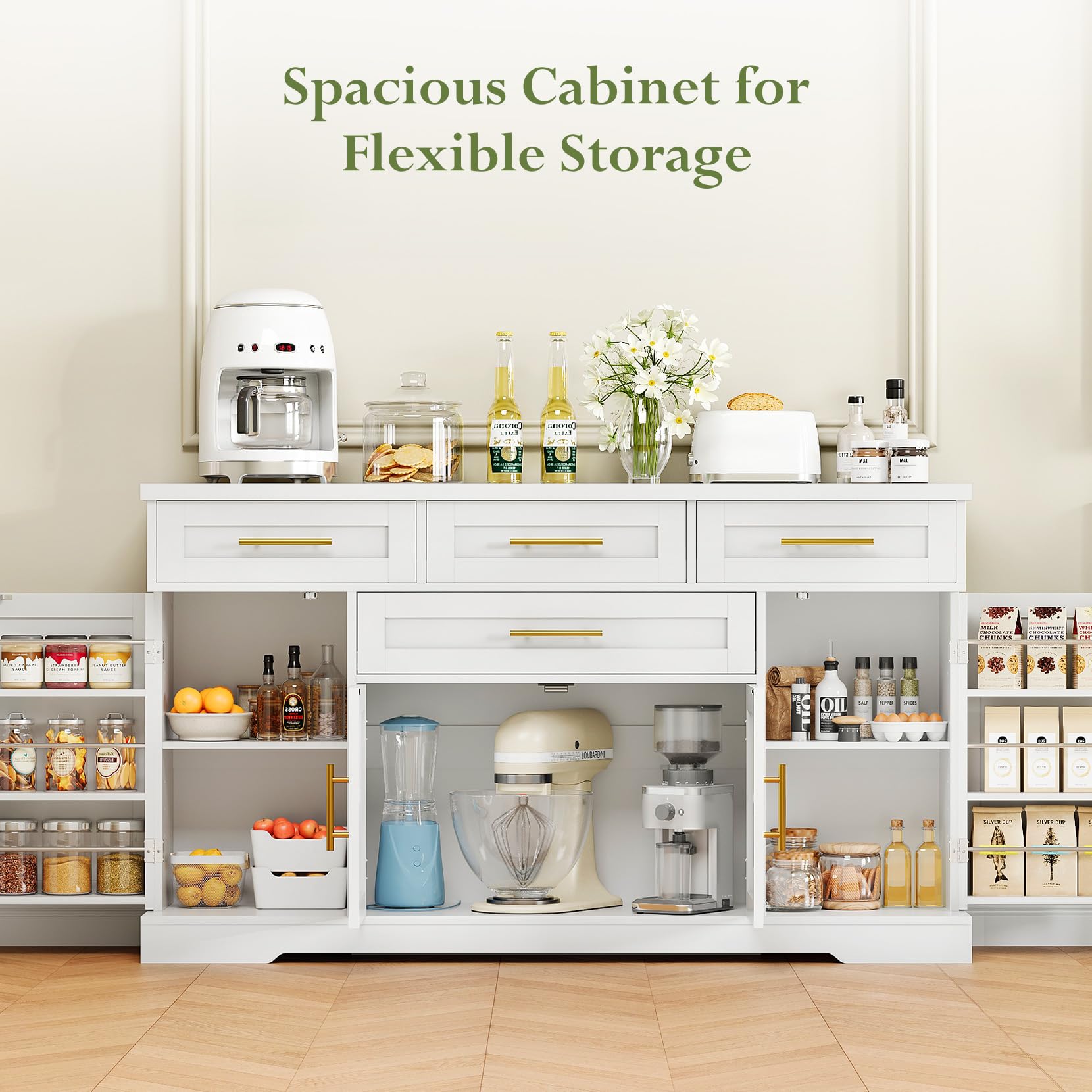 54" Buffet Cabinet with Storage & 4 Drawers