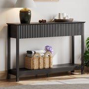 Treocho 47" Fluted Console Table with 3 Drawers and Storage Shelf
