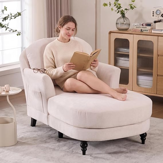 Orange Chenille Chaise Lounge
