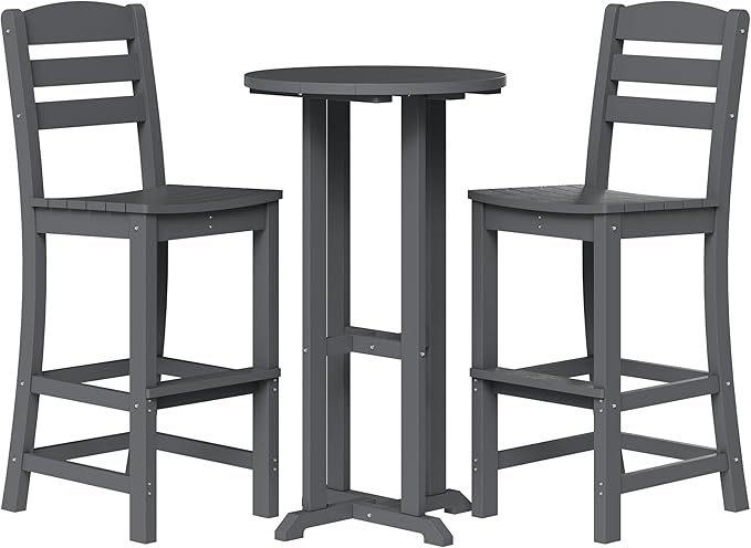 3-Piece Outdoor High-Top Bar Set with Adirondack Chairs