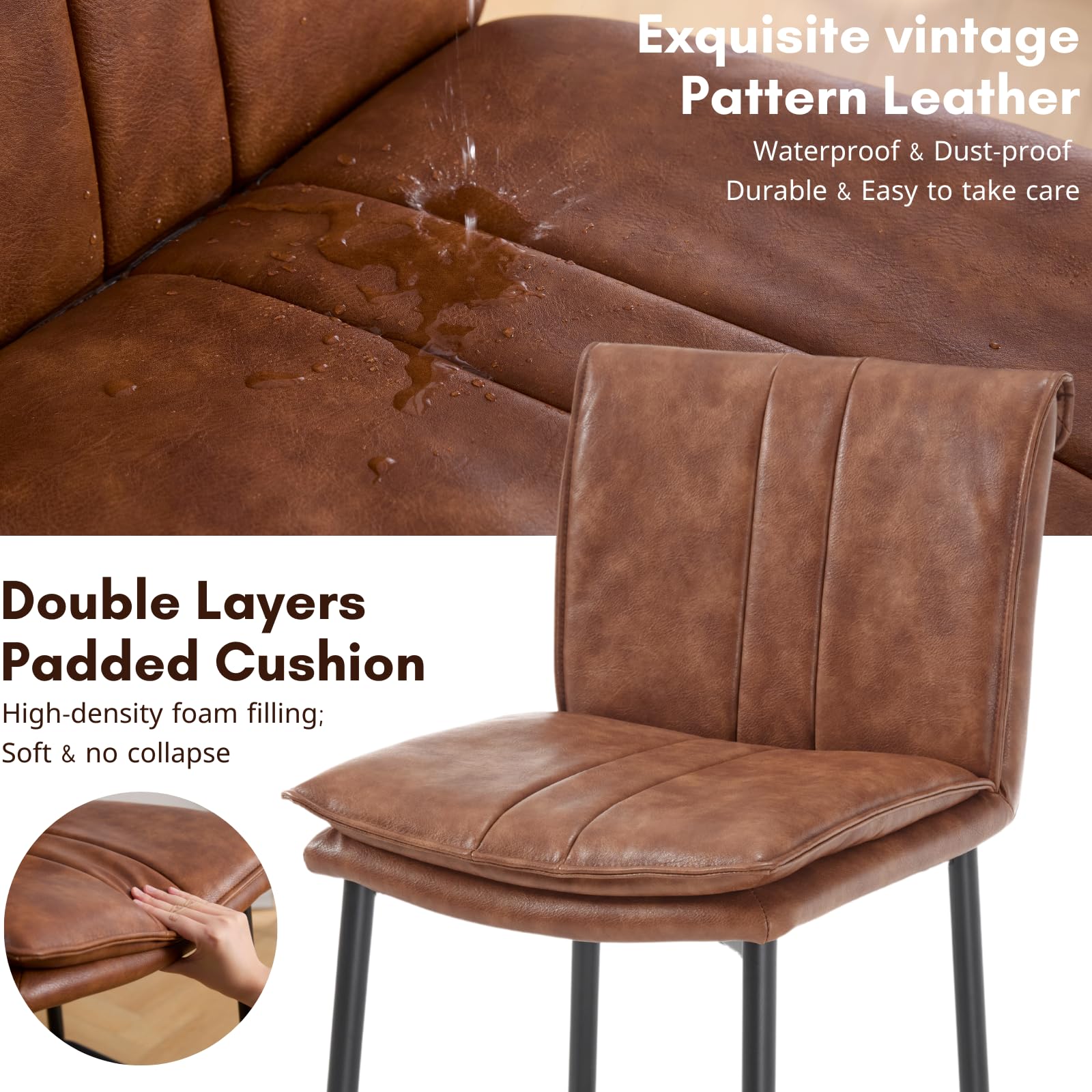 Leather Counter Height Bar Stools with Back