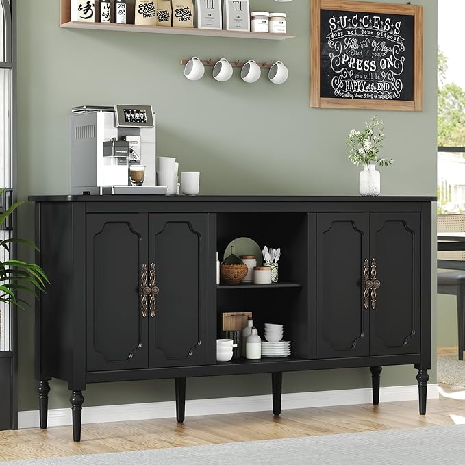 59" Vintage Buffet Sideboard Cabinet with 4 Doors