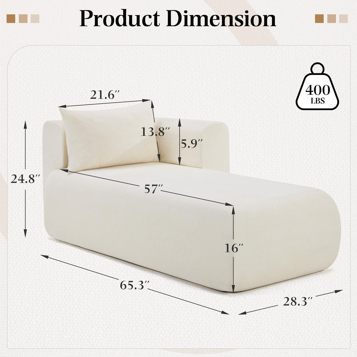 Beige Bouclé Chaise Lounge