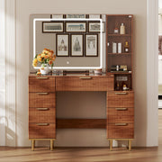 8-Drawer Vanity Desk with LED Mirror